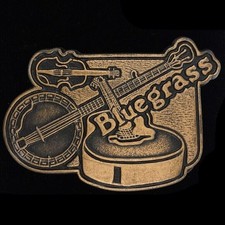 Bluegrass Country Music Player Guitar Banjo Band Gift NOS 1980s Vtg Belt Buckle