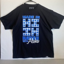 HISEA Made in Hawaii with Aloha Plaid Graphic T-Shirt Black Size 2XL NWOT