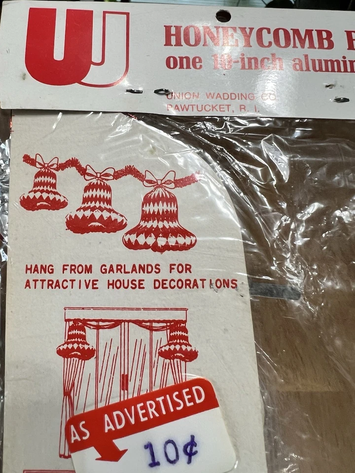 Lote de 2 campanas colgantes vintage de panal rojas metálicas Union Wading Japón 10" Foto 4 de 4