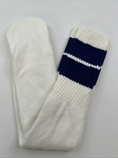VTG 80s Tube Socks White Navy 20" Stripes Football 90s Basketball Cotton NOS USA