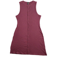 Wild Fable Women's Size M Maroon Buttons Bodycon Sleeveless Knee Length Dress