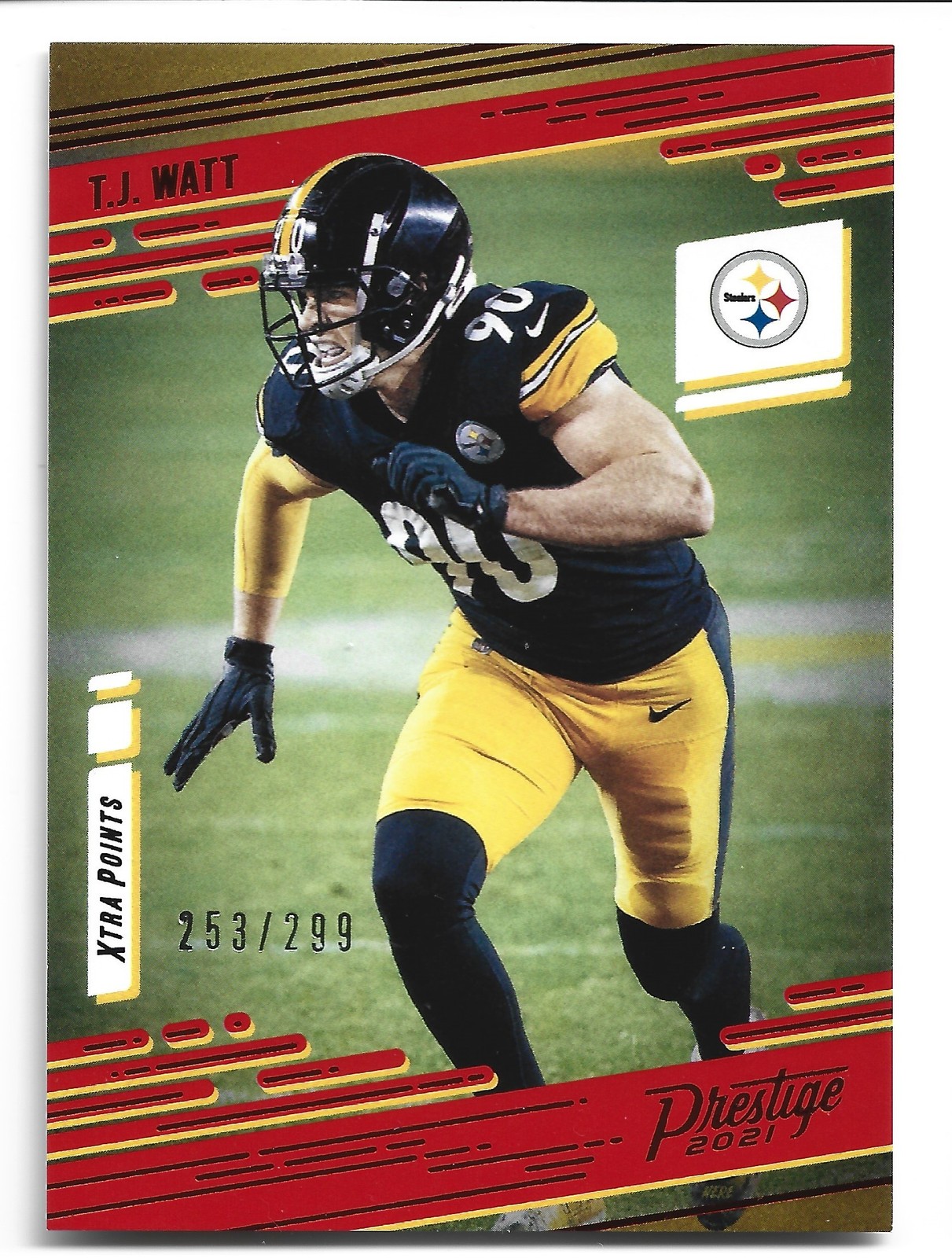 2021 Panini Prestige #172 T.J. Watt Xtra Points Premium Red #/299