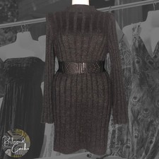 Madewell Women's Coal Donegal Long Sleeve Rolled Mock Neck Sweater Dress Size XL