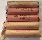 Lot 5 1951 D 52D Lincoln Cent Uncirculated Rolls Original Anti-Tarnish Penny 1C