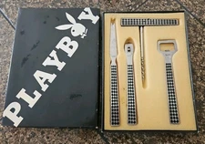 Playboy Bar Tool Set Stainless Steel & Teak w/ Box Vtg Retro MCM Japan 