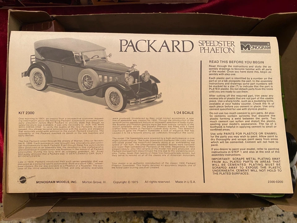 Monogram The Classic Packard Speedster Phaeton 1:24  Lot 183 - Image 4 of 4