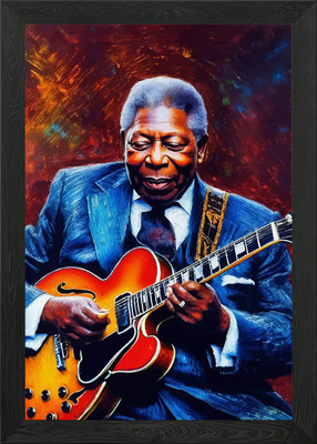 BB King Guitar Painting Framed Wall Art Poster Canvas Print Picture