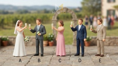 Wedding Couple Sharing Celebration Toast Miniature Figures 1:87 1:64 Diorama