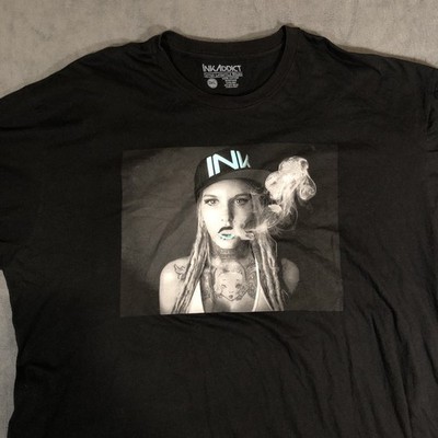 InkAddict Andrea Lip Graphic Tee Shirt 3XL Black Tattoo Lifestyle Smoking