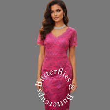 Kaleidoscope Size 16 Deep Pink Sequin Beaded Dress Christmas Party Cruise