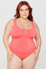 YITTY Nearly Naked Shaping Thong Bodysuit - Red-emption Coral - Size XL/XXL