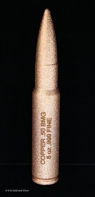 8 oz .50 BMG Copper Bullet 8oz .999 Fine Copper 50 Cal