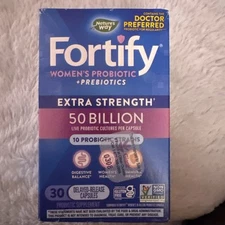Fortify Extra Strength Probiotic Prebiotics 30 Capsules 50 Billion Exp 11/2025
