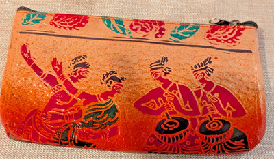 Purse Clutch Shantiniketan Handmade Embossed  100%  Pure Leather Zipper Handbag