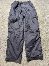 Vintage Nike Track Lined Pant Women L 12-14 Black Running Windbreaker Y2K 90s