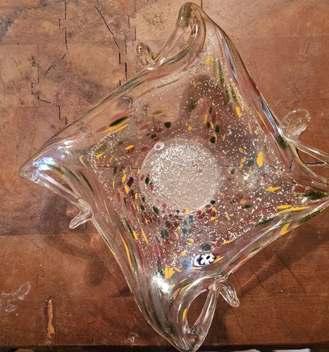 RARE Vintage Lavorazione Arte Murano Art Glass Candy Dish Trinket Bowl Italy