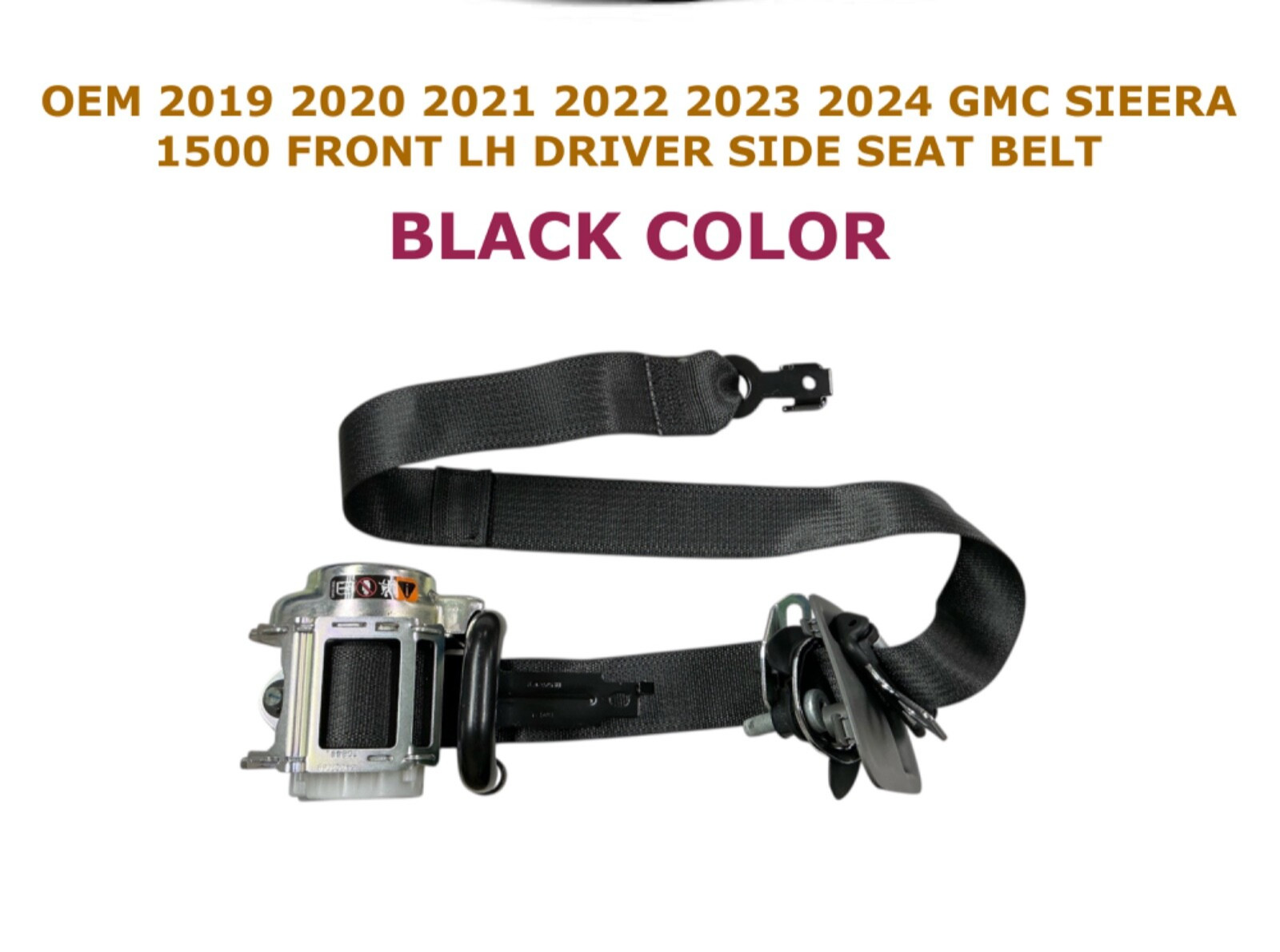 2019 20 21 22 23 2024 GMC Sierra 1500 front left side seat belt BLACK