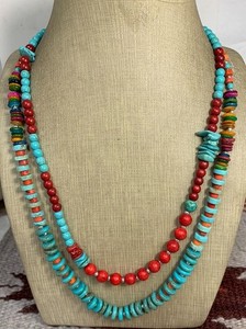 Multi strands mix color Howlite /shell necklace/ $0.85 combine s/h  (g160-w2.5)