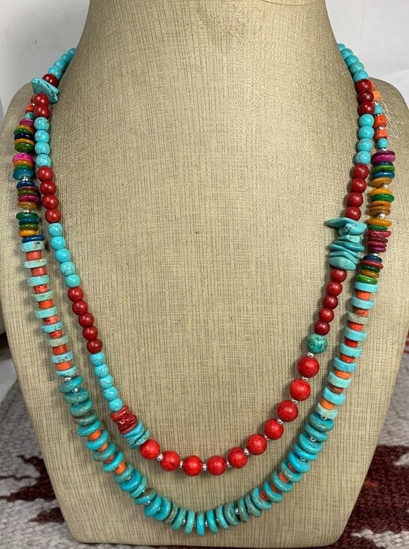Multi strands mix color Howlite /shell necklace/ $0.85 combine s/h  (g160-w2.5)