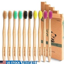Eco Friendly Bamboo Toothbrushes Medium Firm Bristles Biodegradable Gift Set New