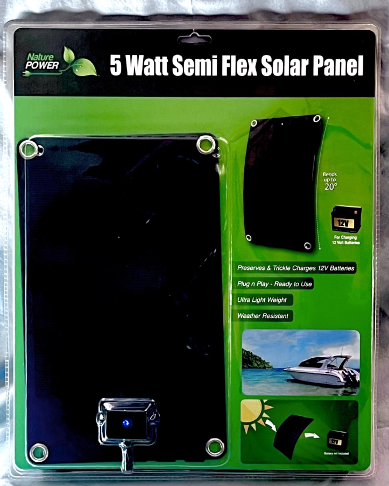 Nature Power 5 Watt Semi Flex Solar Panel, NIP