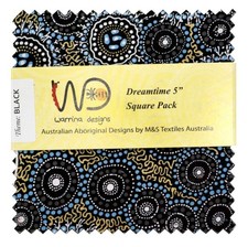 5" Charm Pack - Dreamtime Black Australian Aboriginal Fabric Precuts M538.54