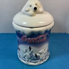 Coca-Cola Houston harvest Vintage 2002 Multicolor Polar Bear Ceramic Cookie Jar