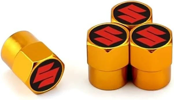 Compatible con Suzuki Rojo Juego de 4 Tapas de Vástago de Válvula de Neumático Aluminio Anodizado Dorado Foto 3 de 4