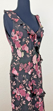 Vintage Y2K 90s Fairy Whimsigoth Babydoll Floral Midi Flutter Ruffle Dress Sz 10