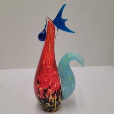 Murano Style Art Glass Rooster Figurine Sculpture Hand Blown Glass