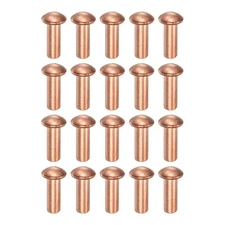 200 Pcs Copper Solid Rivets, 0.12"x0.31" Half Round Head Rivet Metal Fasteners