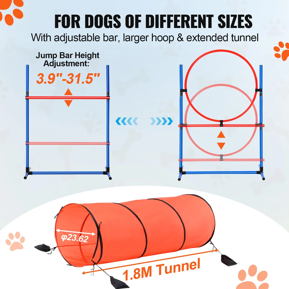 Kit de entrenamiento de agilidad para perros equipo 5 piezas conjunto con obstáculos túnel exterior Foto 4 de 4