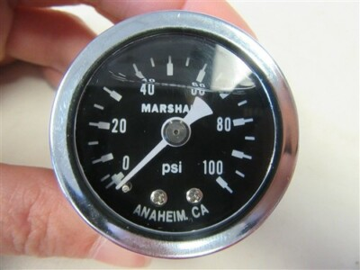 #ad #ad MARSHALL PRESSURE GAUGE GTP100 SILVER BEZEL amp; BLACK FACE 0 100 PSI MARINE BOAT $17.46