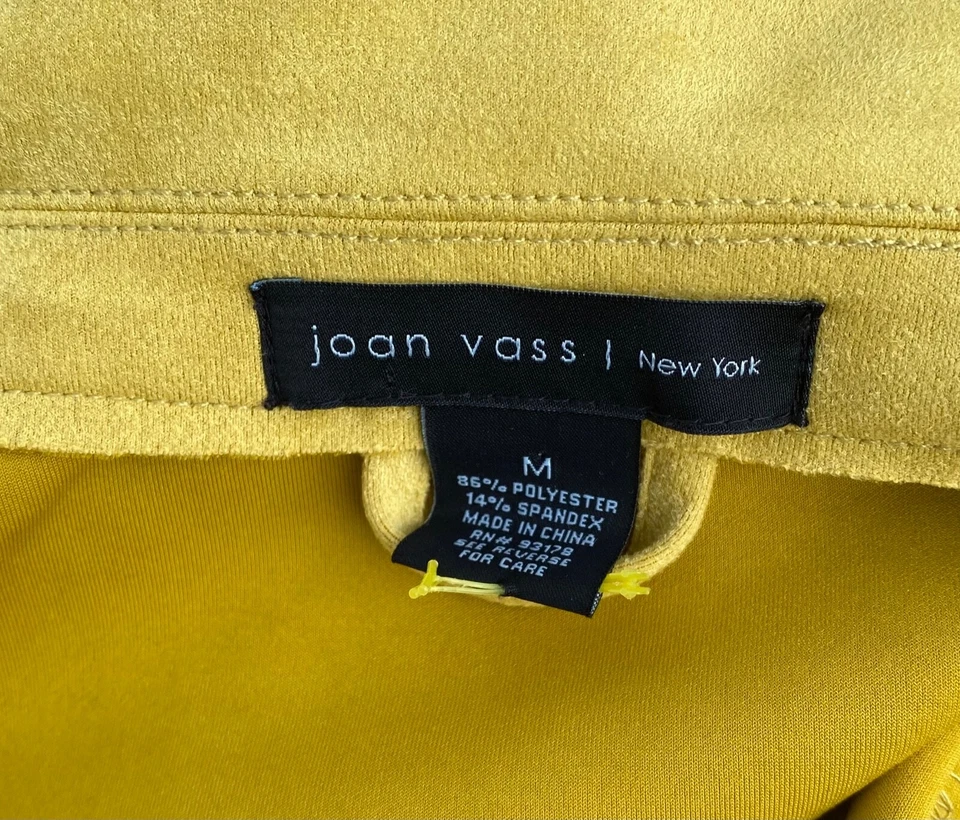 Joan Vass Chaqueta Blazer Gamuza Imitación Amarillo Cálido Frente Abierto Talla M Foto 2 de 4