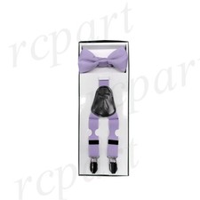 New Kid Boy Y back Suspender adjustable strap clip on  bowtie formal Lavender