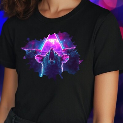 T-Shirt Frauen Opossums heulen den Mond an Motiv Baumwolle Größe S bis 3XL