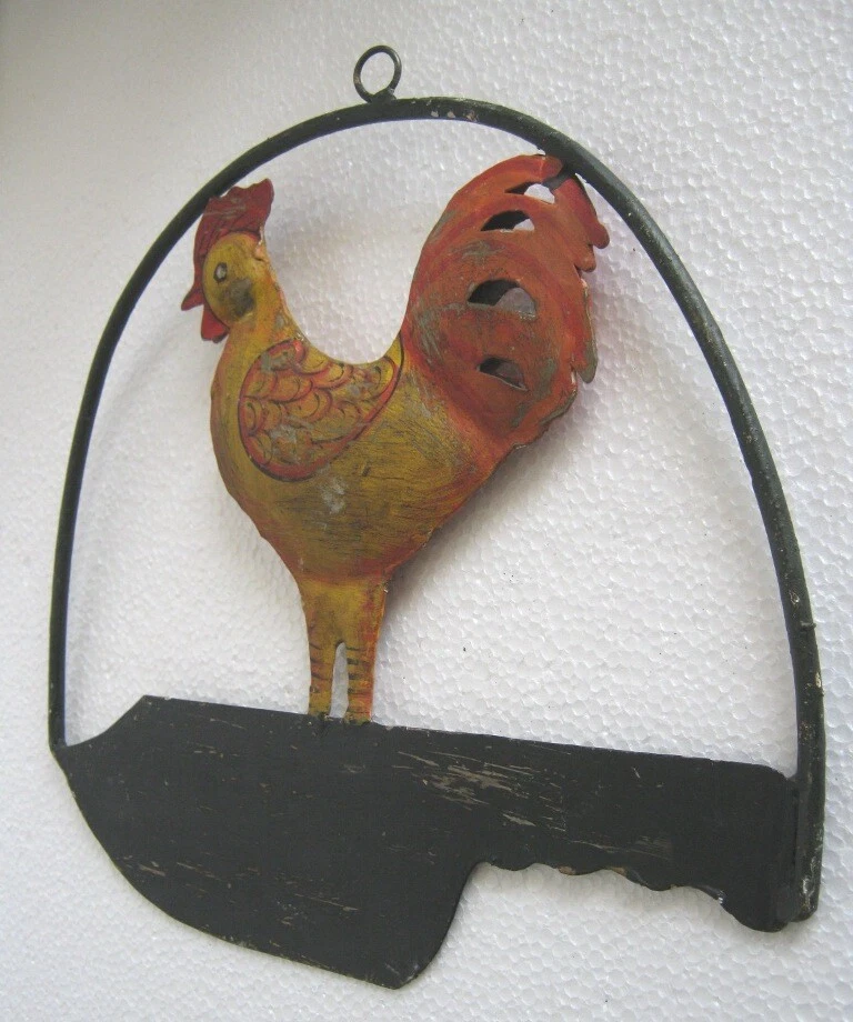 BUTCHER'S TRADE / DISPLAY ADVERTISEMENT SIGN , FRAMED ROOSTER & KNIFE .  - Image 3 of 4