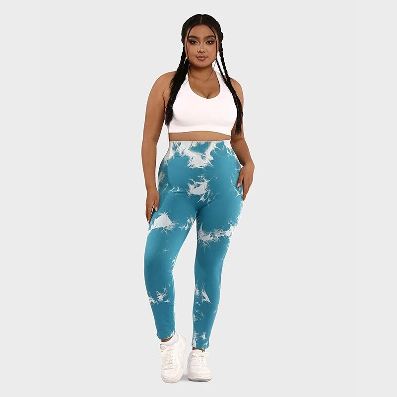 Tie Dye Talla Grande Para Mujer Leggings Deportes Sin Costuras Yoga Pantalones Gimnasio Ropa L-3XL Foto 4 de 4