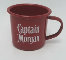 Captain Morgan Enamelware Metal Cup Mug Advertising Rare Beer Run Alcohol Red
