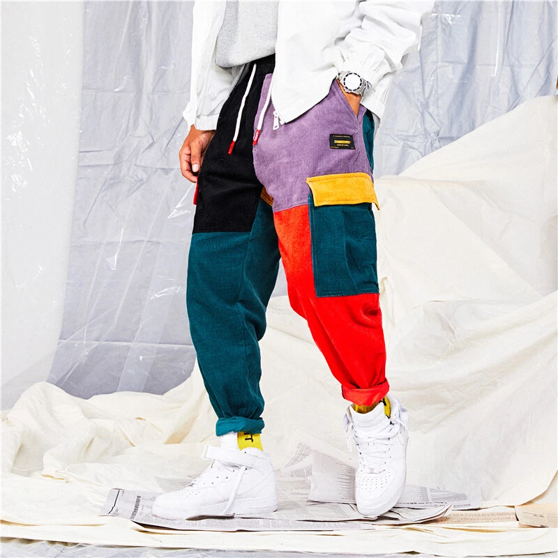 Color block joggers mens clearance