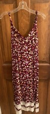 Vintage 90s Y2K Free People Retro Tank Dress Double Lace Trim Boho Slip 9 Medium
