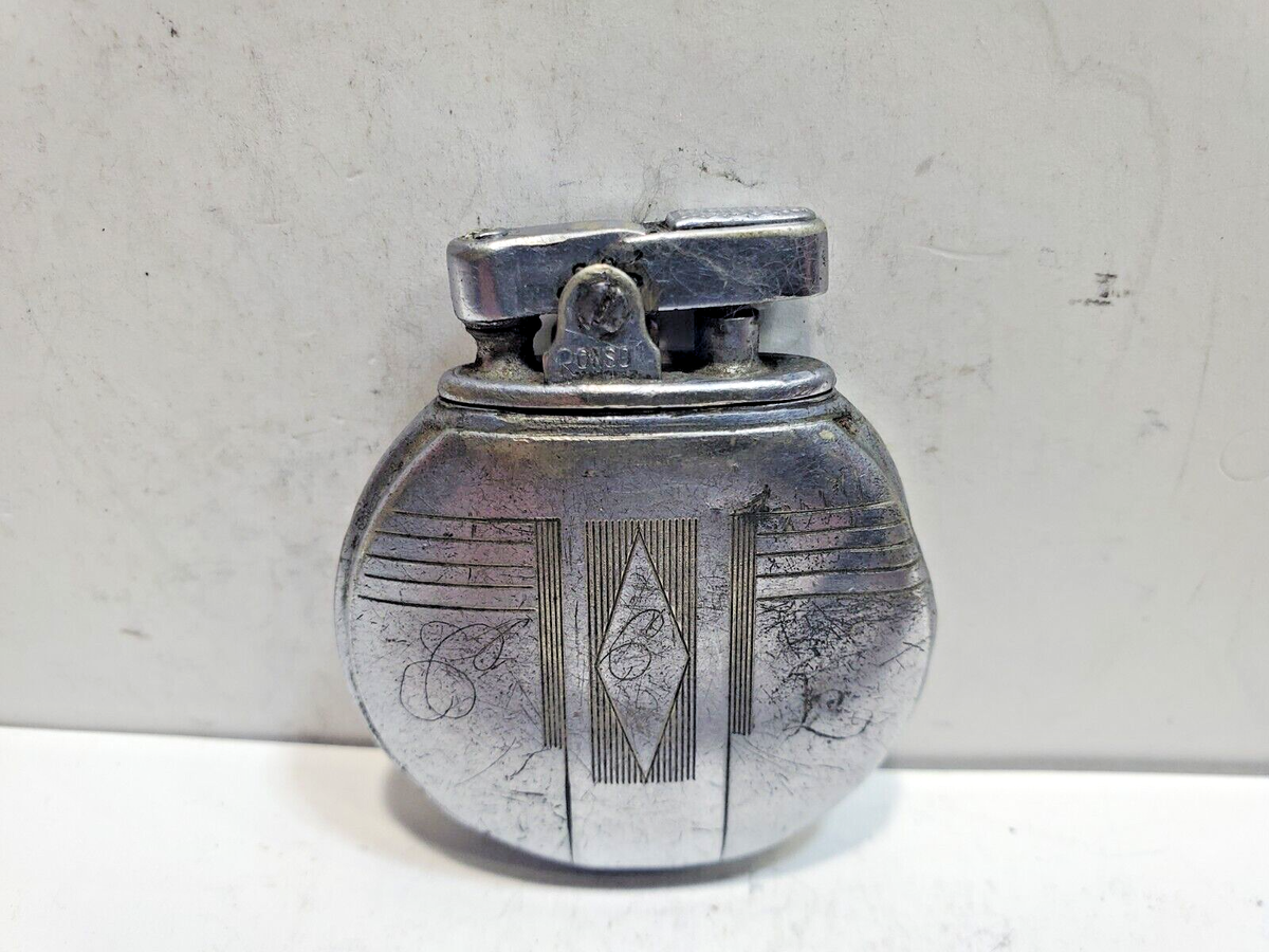 Working Vintage ACE Ronson Round Silver Lighter / Rondette Working Vintage ACE Ronson Round Silver Lighter / Rondette