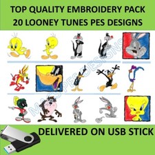 Disney Looney Tunes 20 PES Designs auf USB Designs Maschine Stickdateien