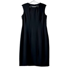 Tahari Levine Sheath Dress Black Sleeveless Cut Out Womens Size 8