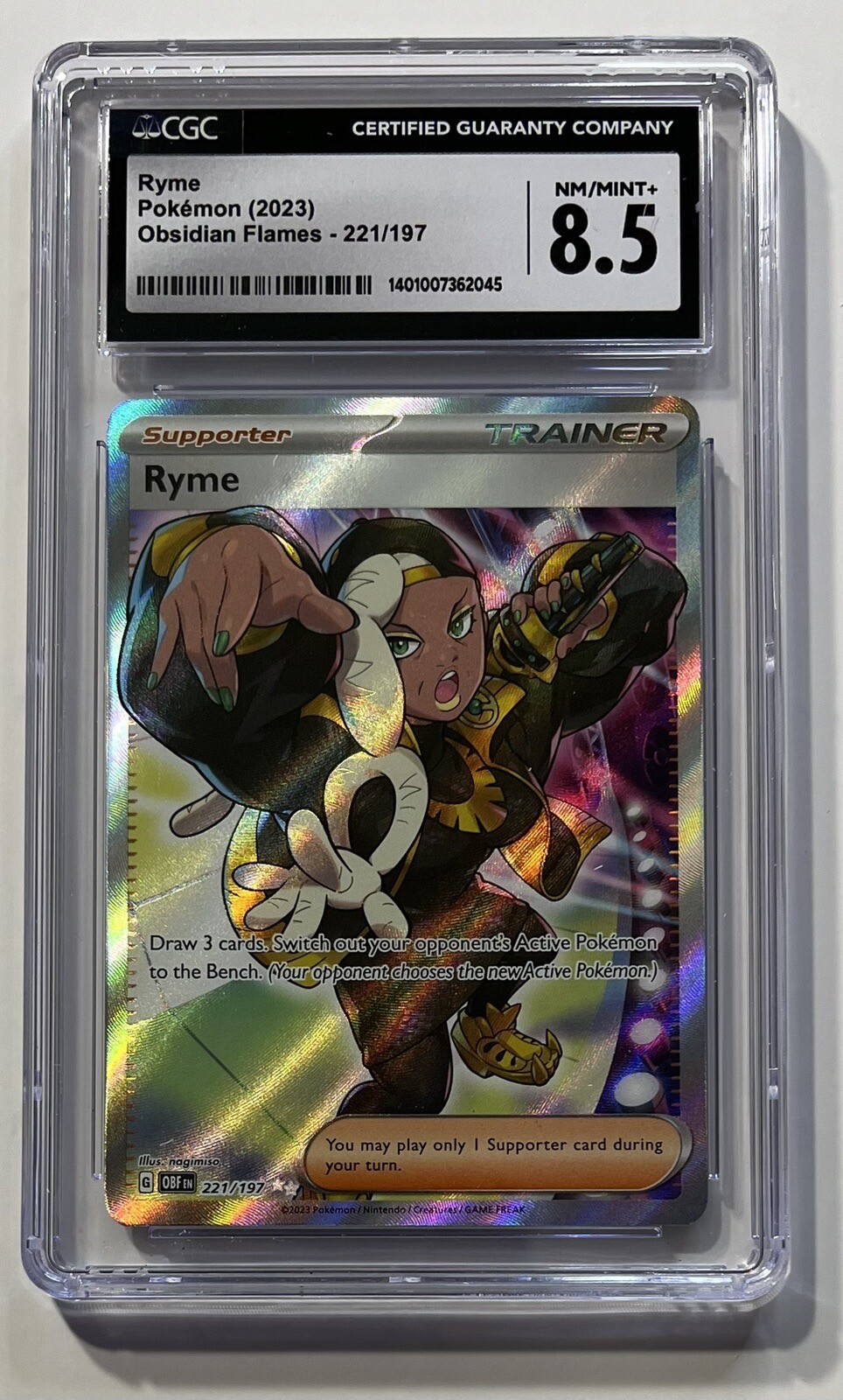 Pokemon Trainer Card, Ryme 221/197, CGC 8.5