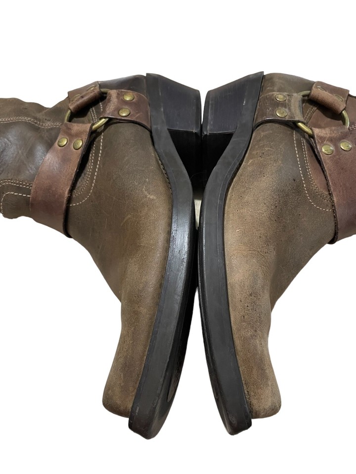 Men’s Brown Leather Harness Motorcycle Boots Riding Sz8.5 Made in