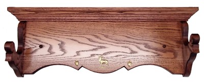 Oak Wooden Wall Mount Gun Rack Rifle Shotgun Heritage Display 2'' Hooks Brass Elk
