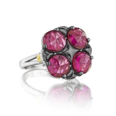 18K Gelb Sterlingsilber Rot Kristall Ring Mode Schmuck NEU SR15234