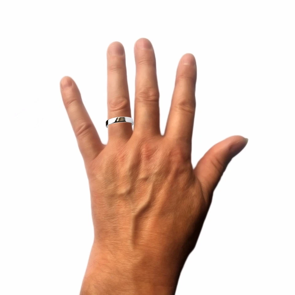 Nuevo 4mm 950 Paladio Perfil Plano Alianzas 4.4-5.1g Pesado Bandas GB Hm - Imagen 2 de 4