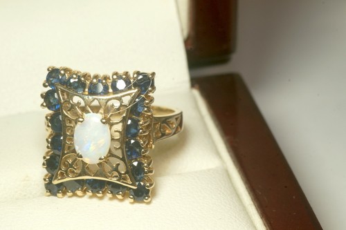 Stunning Designer John C Ringer Opal & Sapphire 14K Gold Fancy Ring | eBay